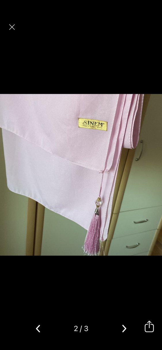 Pudra Saten Kadın Şal dolama örtü - Görsel 2