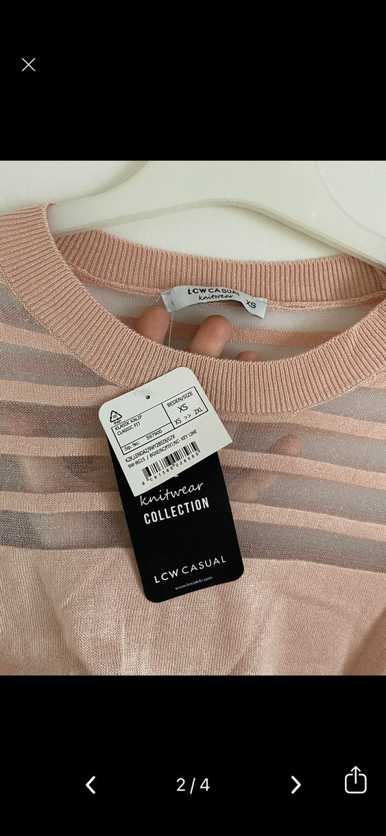 Pudra Uzun Kollu İnce Triko Kadın Kazak - Görsel 2