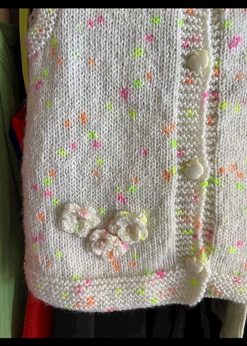 Kızlar için beyaz örme yelek kolsuz hırka - Görsel 2