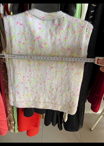 Kızlar için beyaz örme yelek kolsuz hırka - Görsel 3