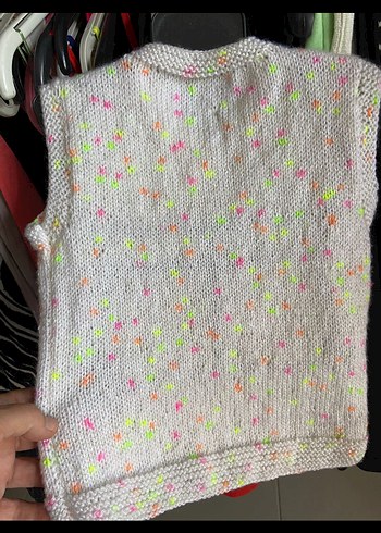 Kızlar için beyaz örme yelek kolsuz hırka - Görsel 5