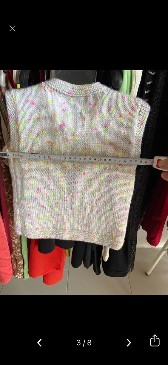 Kızlar için beyaz örme yelek kolsuz hırka - Görsel 3