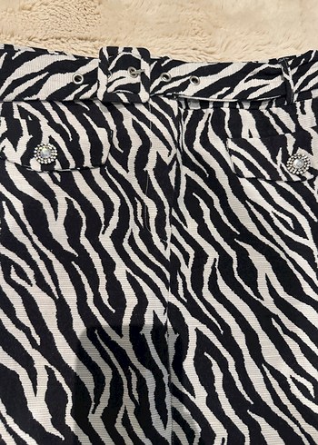 m Beden Kadın Zebra Desenli Midi Etek