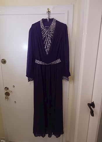 Uzun Mor Gotik Kadın Abiye Elbise - Görsel 3