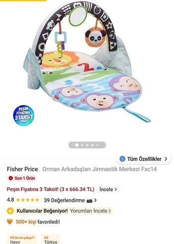 Fisher Price Orman Arkadaşları Jimnastik Merkezi