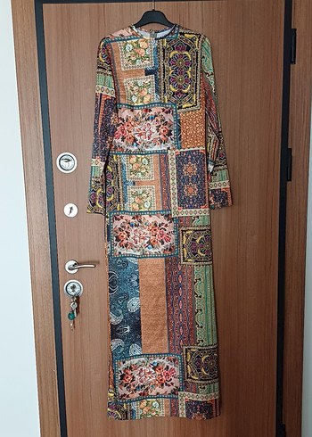 Uzun Desenli Bohem Kadın Elbise