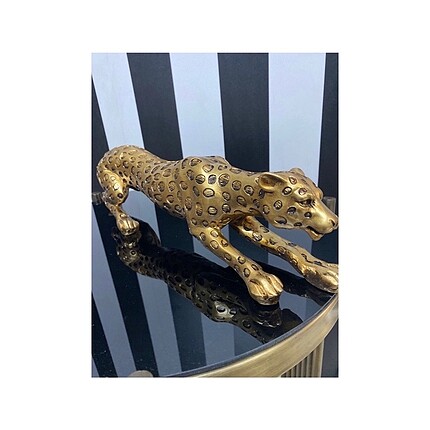Beden altın Renk LEOPAR ESKİTME GOLD DEKORATİF BİBLO