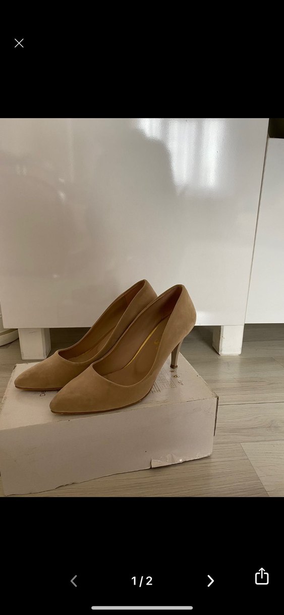 Bej Süet Stiletto Topuklu Kadın Ayakkabı - Görsel 2