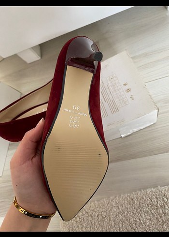 Bordo Süet Stiletto Kadın Ayakkabı - Görsel 2
