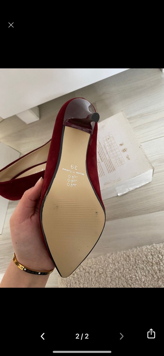 Bordo Süet Stiletto Kadın Ayakkabı - Görsel 2