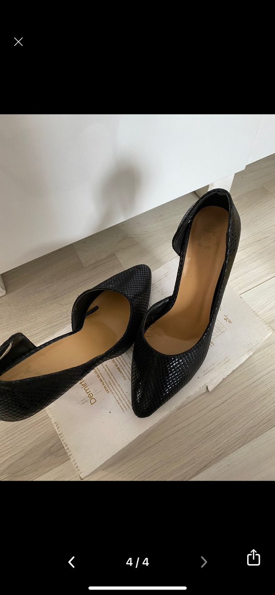 Siyah Yılan Derisi Desenli  Stiletto - Görsel 2