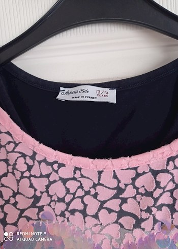 Kız Çocuk Pembe Dantel Desenli Tişört - Görsel 2