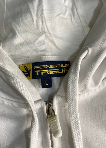 l Beden Fenerbahçe Beyaz Fermuarlı Nakışlı Sweatshirt