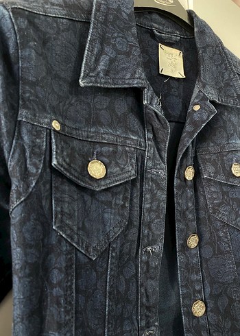 38 Beden mavi Renk Düğmeli Koyu Mavi Kadın Denim Ceket
