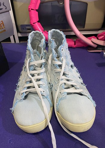 Kadın Mavi Denim Nakışlı Spor Ayakkabı converse - Görsel 2