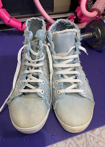 Kadın Mavi Denim Spor Ayakkabı kot converse - Görsel 3