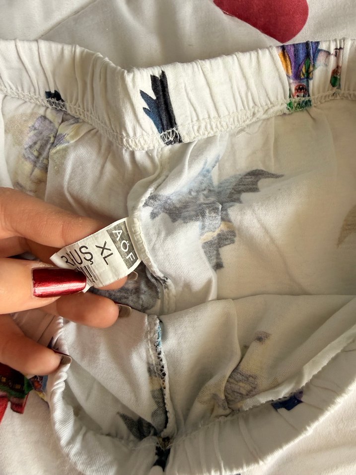 Lego baskılı beyaz pamuklu kadın şort pijama altı - Görsel 2