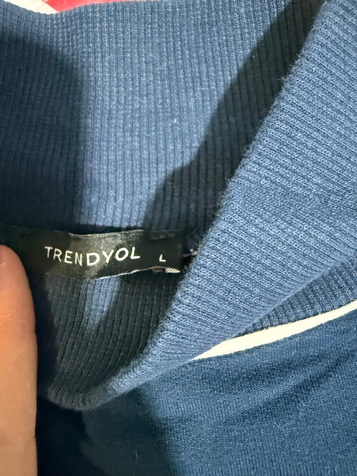 Lacivert Baskılı Boğazlı Uzun Kollu sweatshirt - Görsel 3