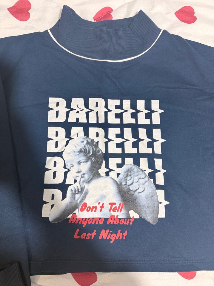 Lacivert Baskılı Boğazlı Uzun Kollu sweatshirt - Görsel 2