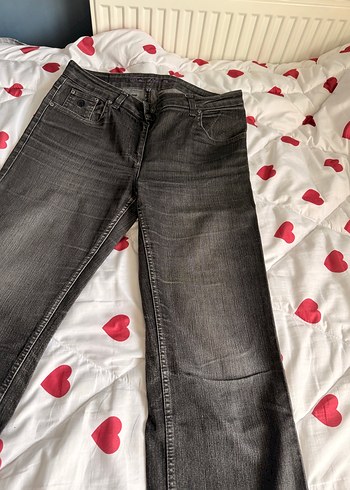 Gri Düğmeli Kadın Denim Pantolon - Görsel 2