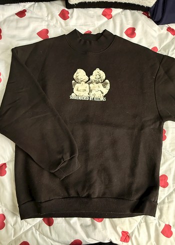 Siyah Baskılı Kadın Sweatshirt - Görsel 2