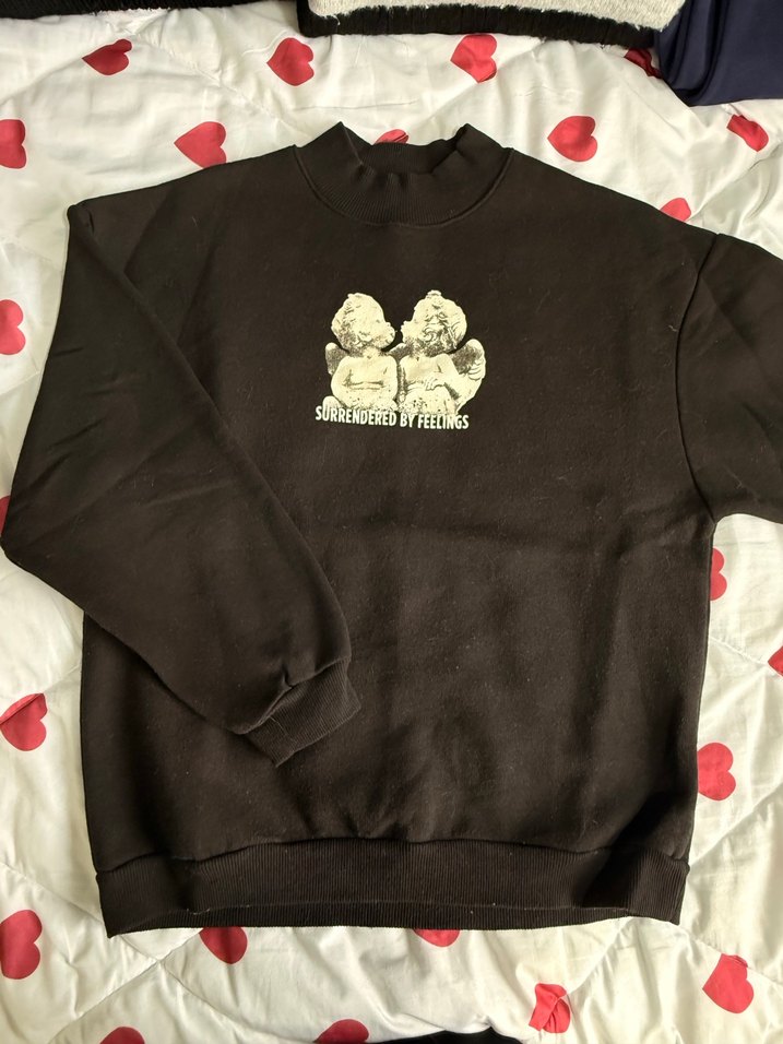 Siyah Baskılı Kadın Sweatshirt - Görsel 2