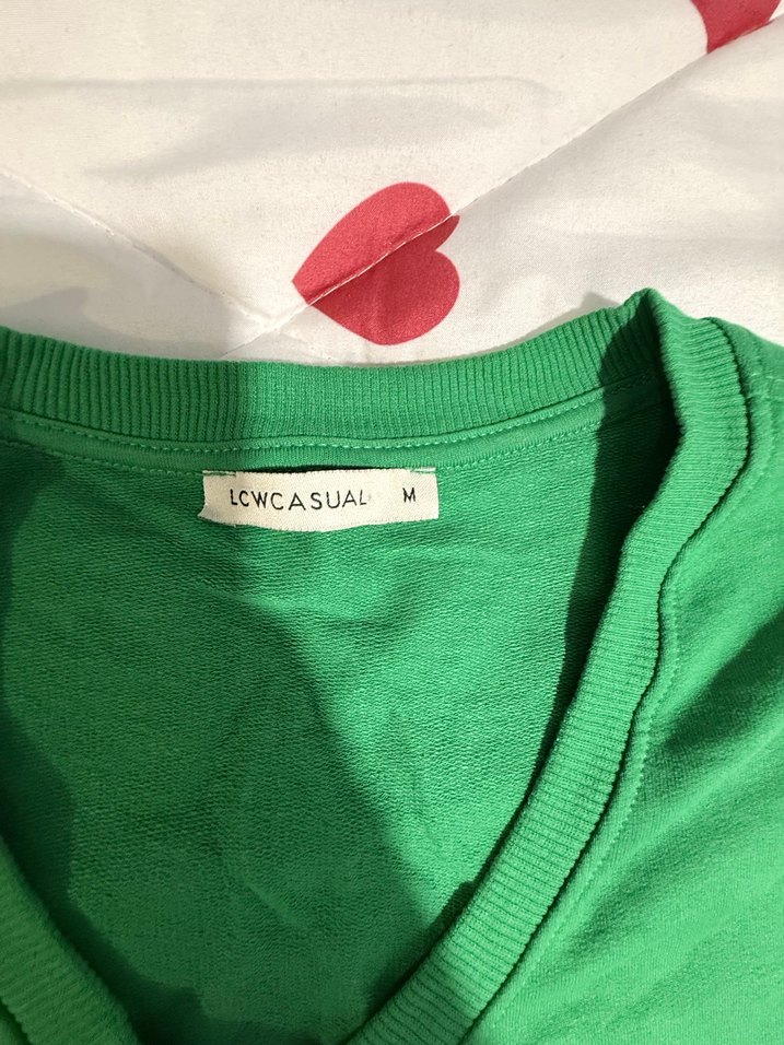 Yeşil V Yaka Kadın Sweatshirt - Görsel 2