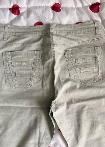 Gri Düğmeli Kadın Keten Pantolon - Görsel 3