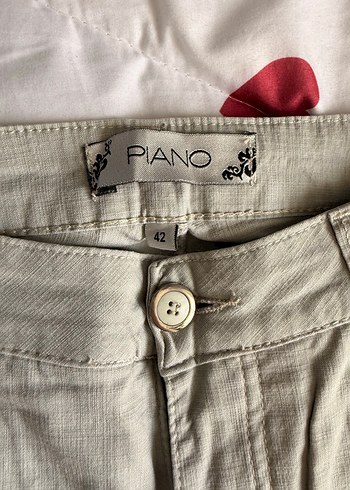 Gri Düğmeli Kadın Keten Pantolon - Görsel 4