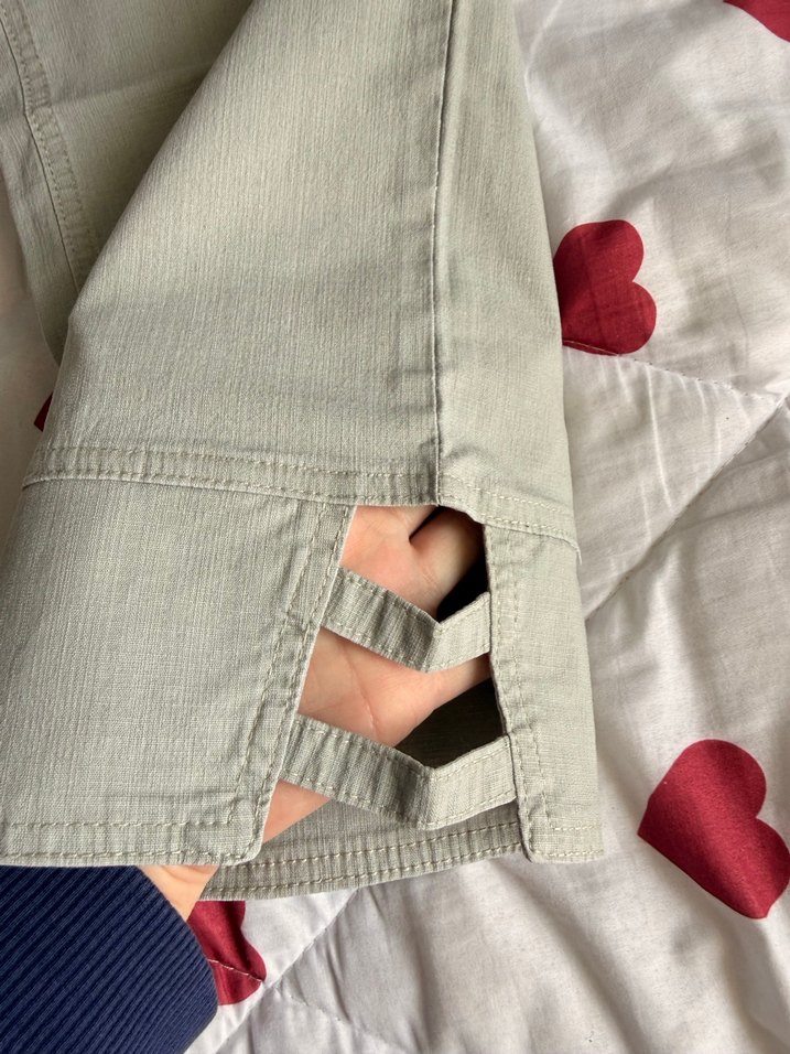 Gri Düğmeli Kadın Keten Pantolon - Görsel 2