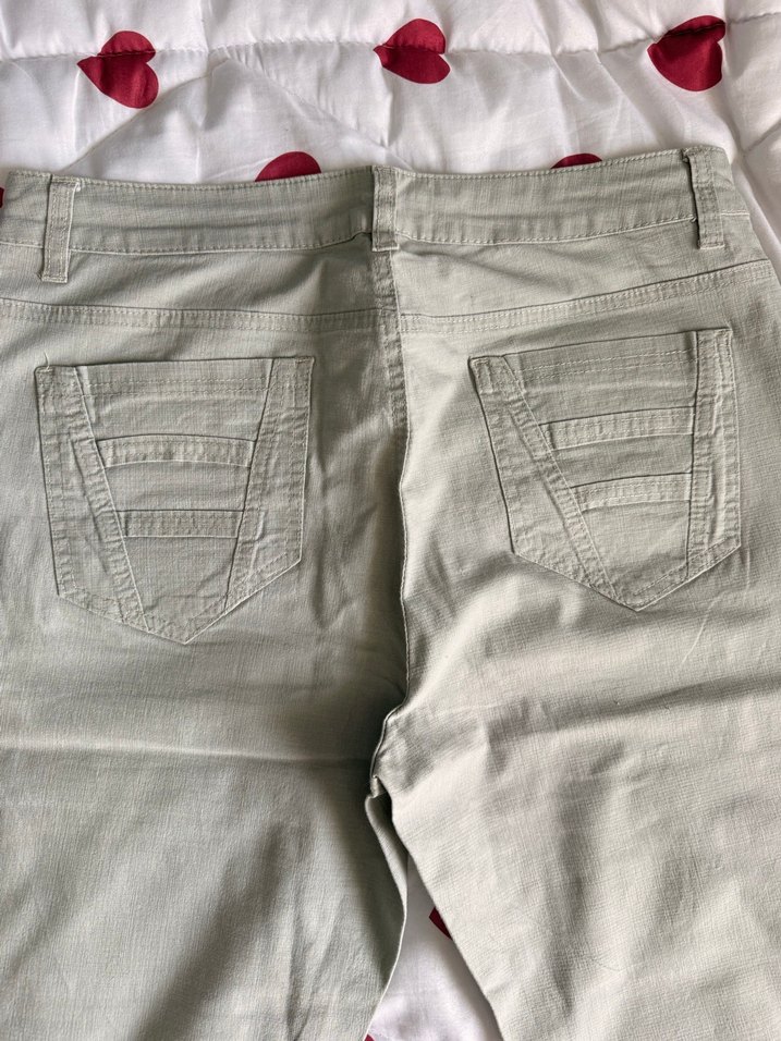 Gri Düğmeli Kadın Keten Pantolon - Görsel 3