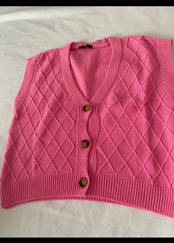 Pembe V Yaka Örgü Süveter