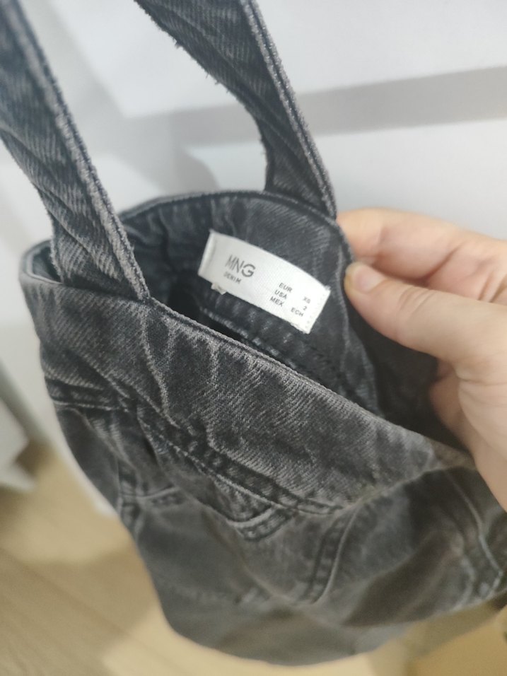 Siyah Denim Askılı elbise - Görsel 4