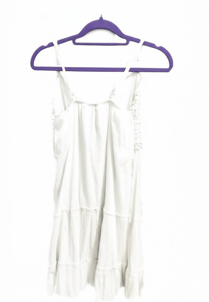 Bohem Beyaz Askılı Mini Elbise - Görsel 2