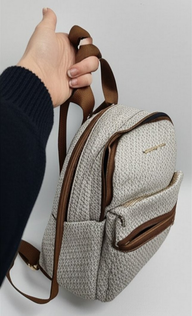 Beyaz Desenli Kadın Sırt Çantası - Görsel 3