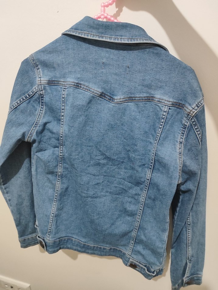 Düğmeli Mavi Kadın Denim Ceket - Görsel 2