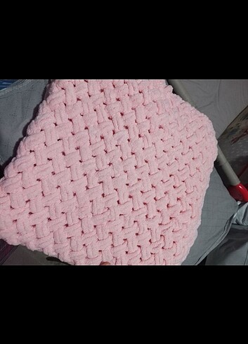 El örgüsü pembe bebek battaniyesi - Görsel 3