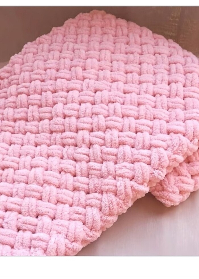 El örgüsü pembe bebek battaniyesi  - Görsel 2