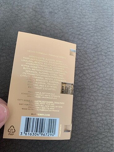 Beden Burberry goddess sample