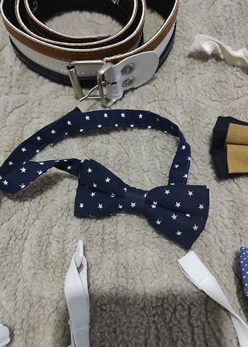 Çocuklar için Renkli Sentetik Kumaş Papyon - Görsel 4