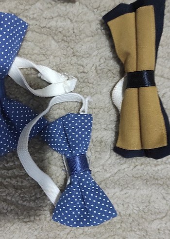 Çocuklar için Renkli Sentetik Kumaş Papyon - Görsel 3