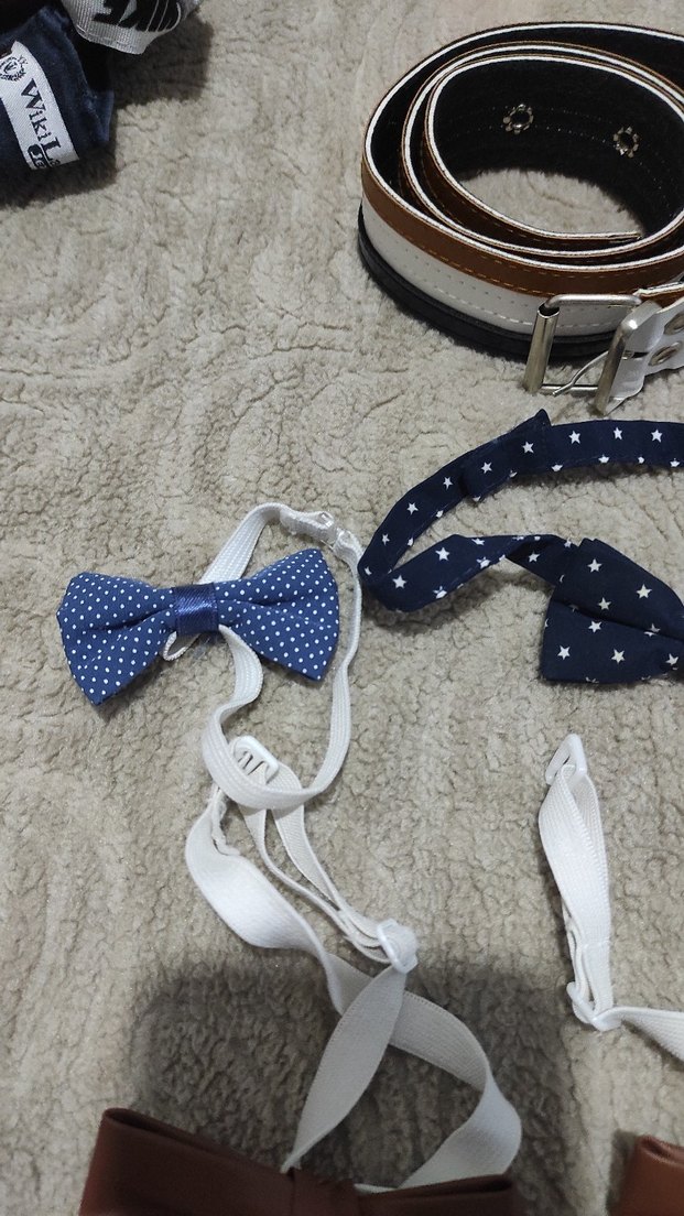 Çocuklar için Renkli Sentetik Kumaş Papyon - Görsel 5