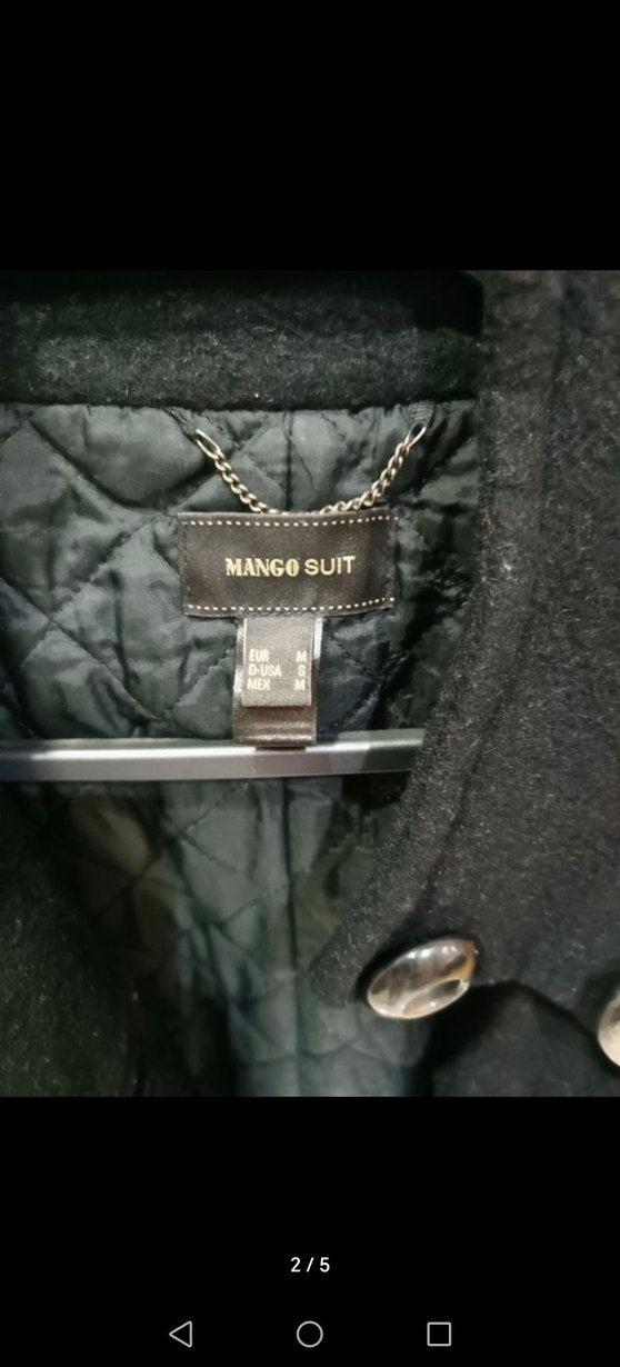 Düğmeli Siyah Yün Kaban - Görsel 2