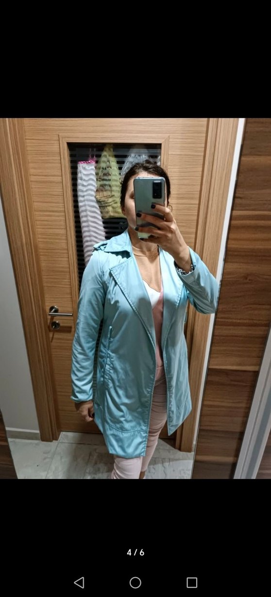 Mavi Zara Kadın Trençkot - Görsel 4