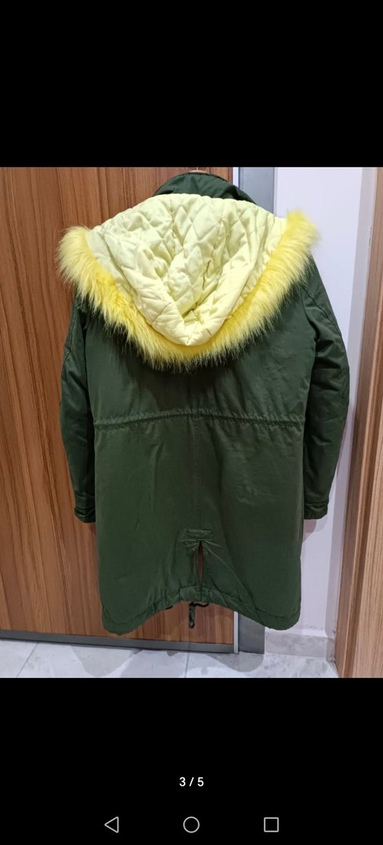 Sarı Kürklü Kadın Mont - Görsel 3