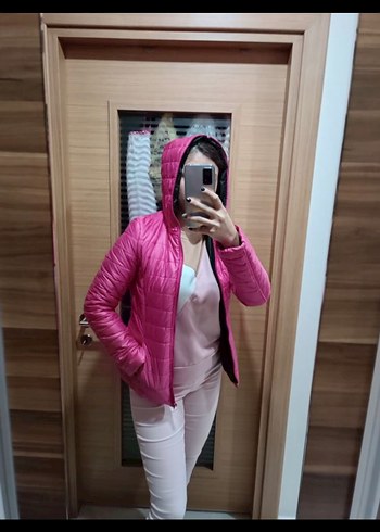 Pembe Fermuarlı Kadın Ceket - Görsel 5