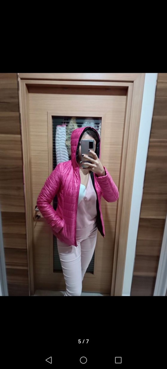 Pembe Fermuarlı Kadın Ceket - Görsel 5