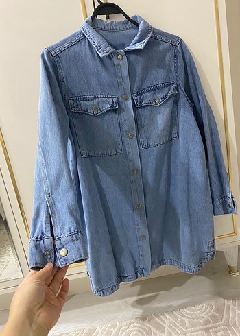 36 Beden mavi Renk Düğmeli Mavi Kadın Denim Ceket