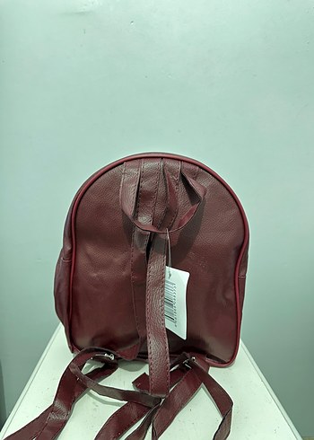 Bordo Deri Fermuarlı Kadın Sırt Çantası