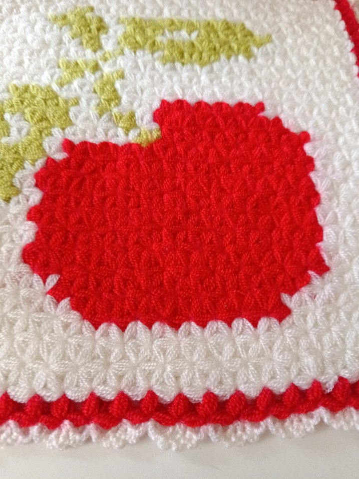 Kare Kırmızı Elma Desenli Beyaz Lif - Görsel 5